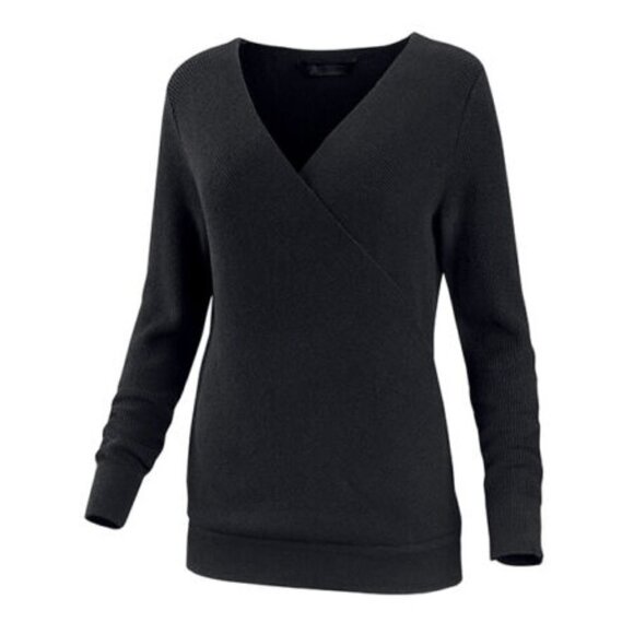 NWT Harley Davidson Wool Blend Crossover Sweater Size Extra Small, Black - Picture 2 of 9
